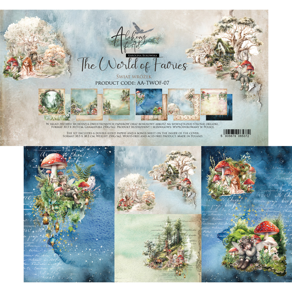 AA-TWOF-07 Alchemy of Art- 12x12'' -Zestaw papierów do scrapbookingu In World of fairies/Świat Wróżek