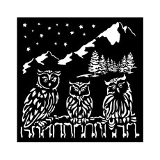 KSTDQ125 Maska Stamperia The Owl's House  Thick Stencil 18x18cm Owls  - sowy