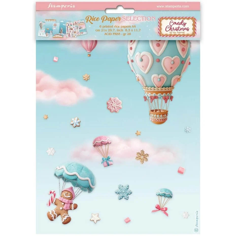 DFSA4XCD Papier ryżowy Stamperia Candy Christmas A4 Rice Paper Selection (6szt.)