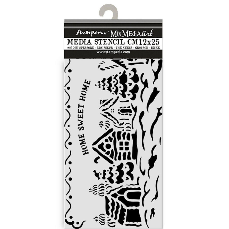KSTDL123 Maska Stamperia Candy Christmas Thick Stencil 12x25cm- Village