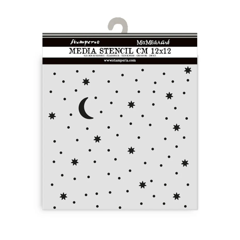 KSTDS57 Maska Stamperia Alice in Christmas -Media Stencil 12x12cm Stars and Moon