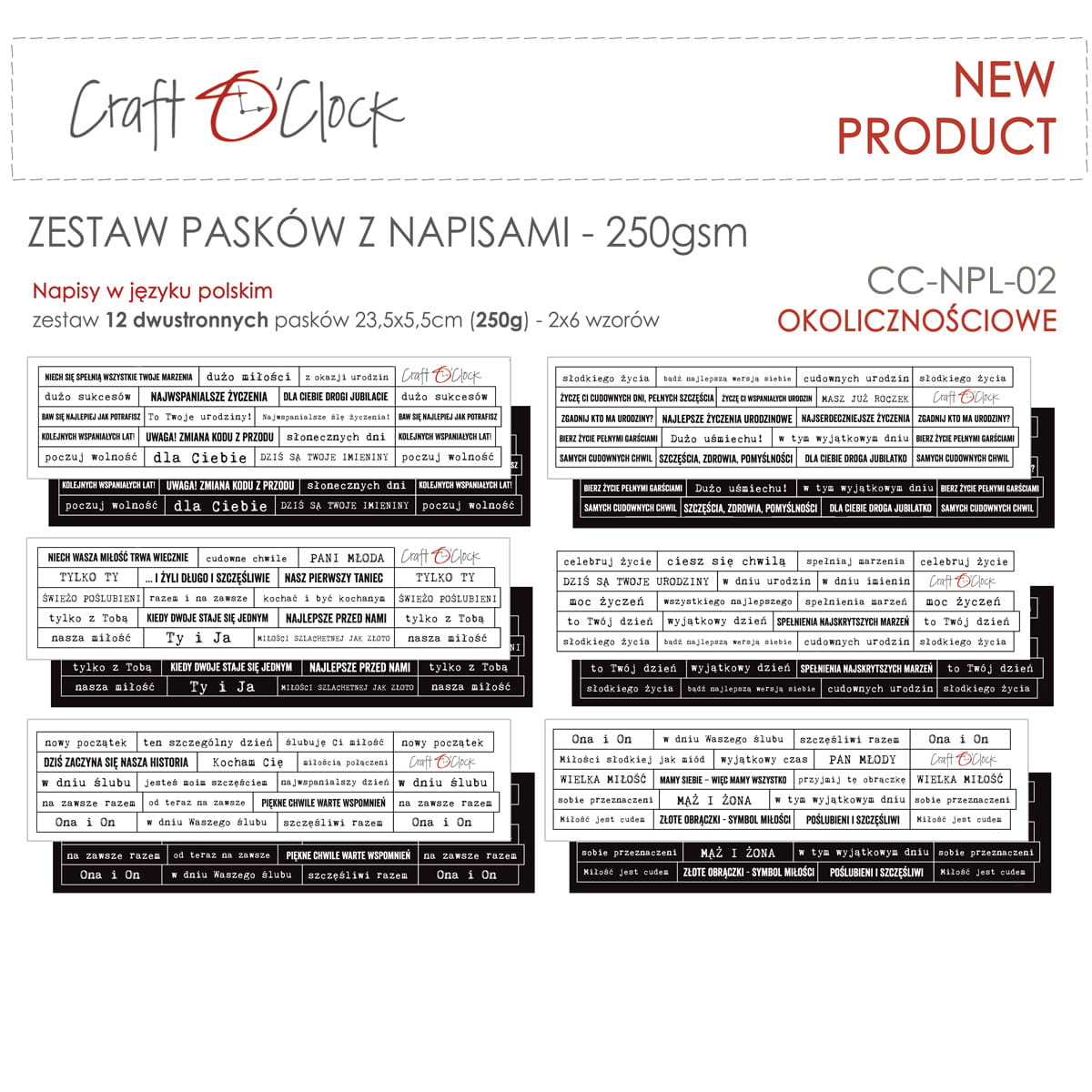 CC-NPL-02 NAPISY POLSKIE - zestaw PASKÓW - 02 - OKOLICZNOŚCIOWE