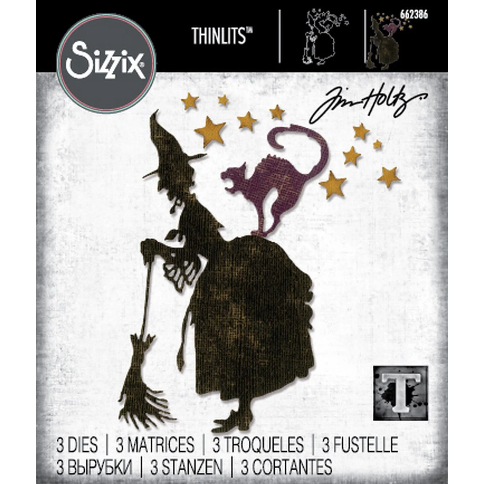 662386 Wykrojnik Sizzix • Die Set 3pcs Witchcraft by Tim Holtz-wiedźma