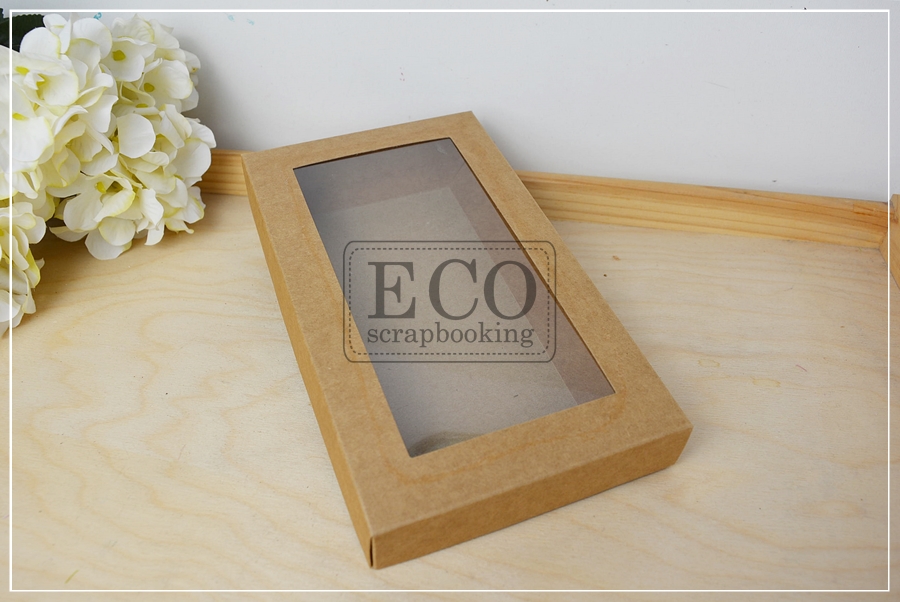 ECO-190-KR Pudełko 190x110x25mm - kraft z okienkiem