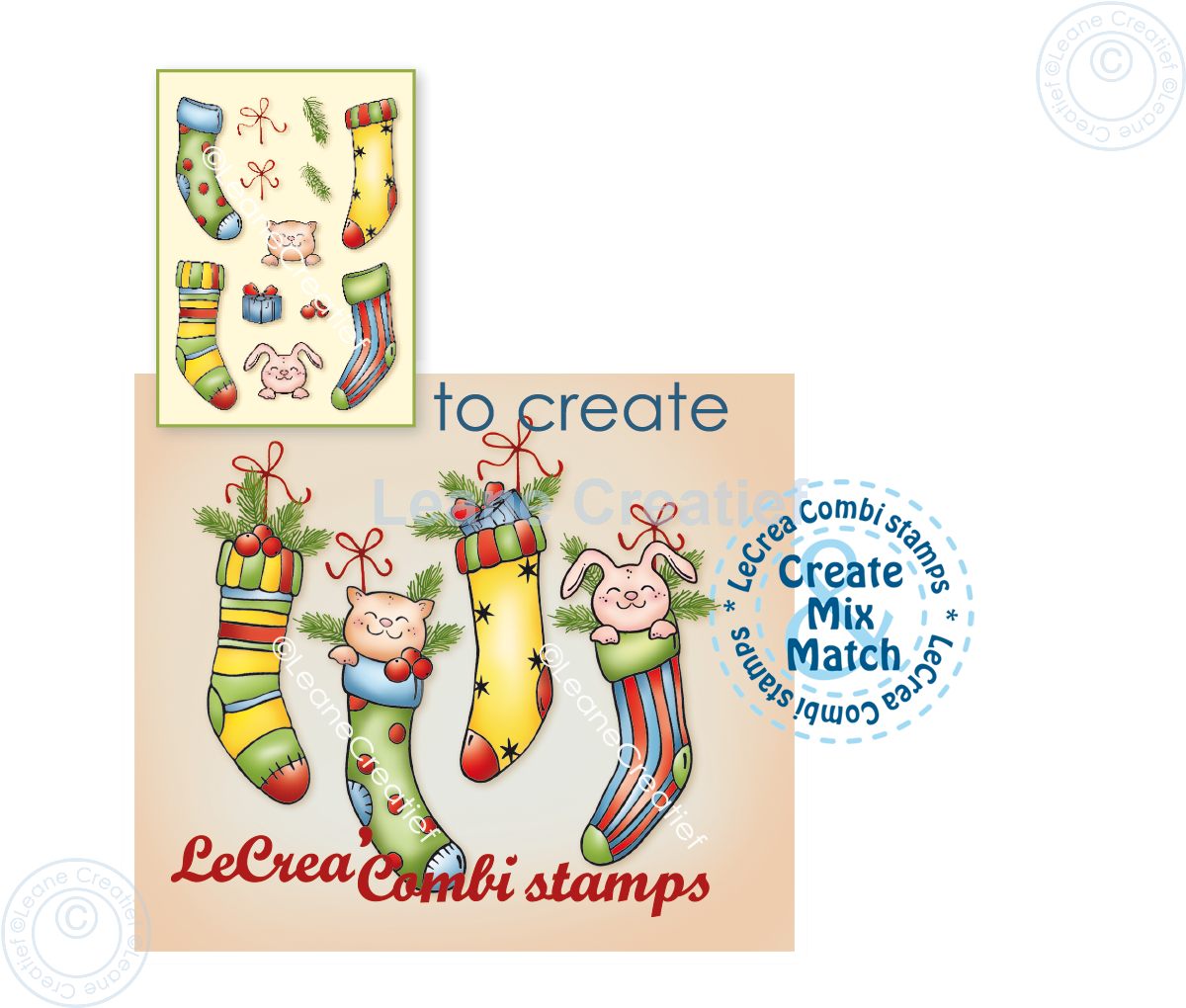  55.8054 Stemple akrylowe Leane Creatief -  świąteczne skarpety