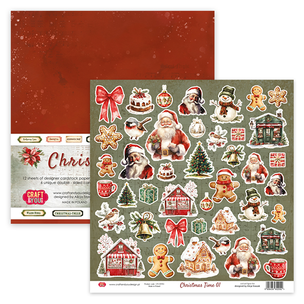 CPS-CHT30-6 Christmas Time - Zestaw 6 papierów 30,5x30,5cm - Craft&You Design
