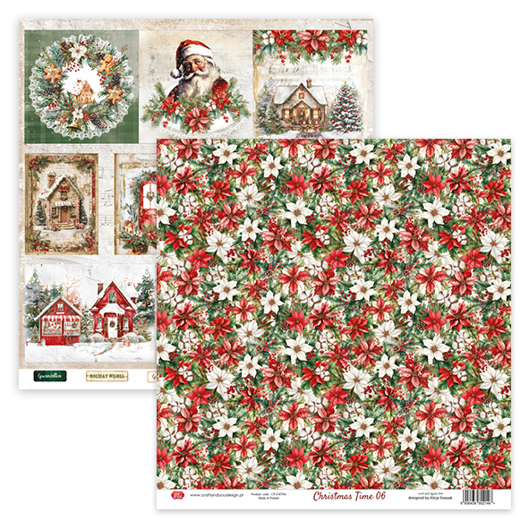 CPS-CHT30-6 Christmas Time - Zestaw 6 papierów 30,5x30,5cm - Craft&You Design