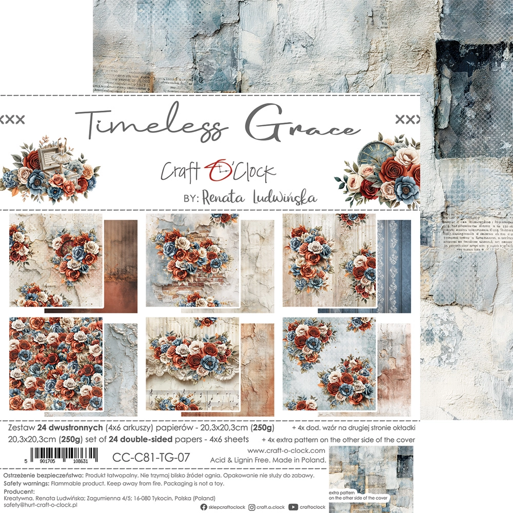 CC-C81-TG-07 TIMELESS GRACE-zestaw papierów 20,3x20,3cm
