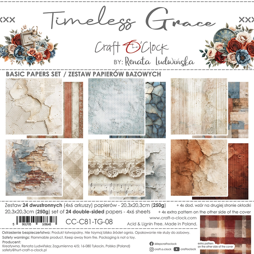 CC-C81-TG-08 TIMELESS GRACE- zestaw papierów 20,3x20,3cm