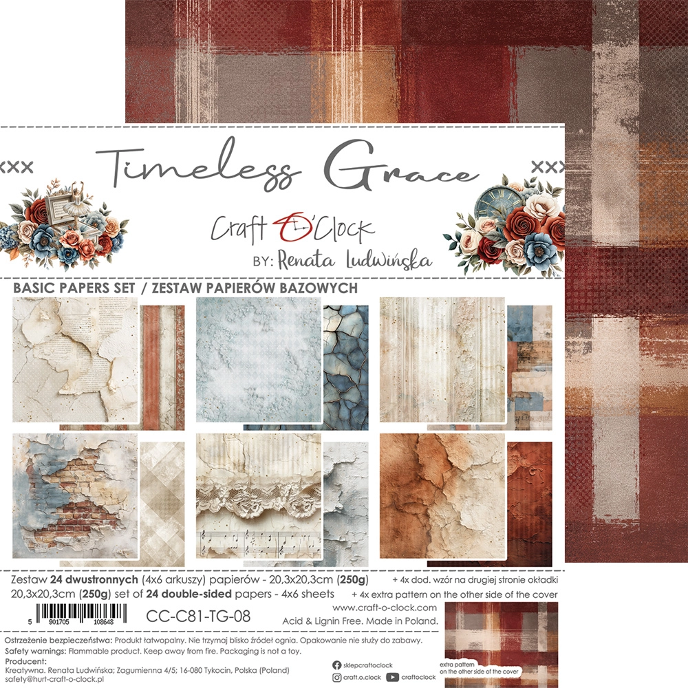 CC-C81-TG-08 TIMELESS GRACE- zestaw papierów 20,3x20,3cm