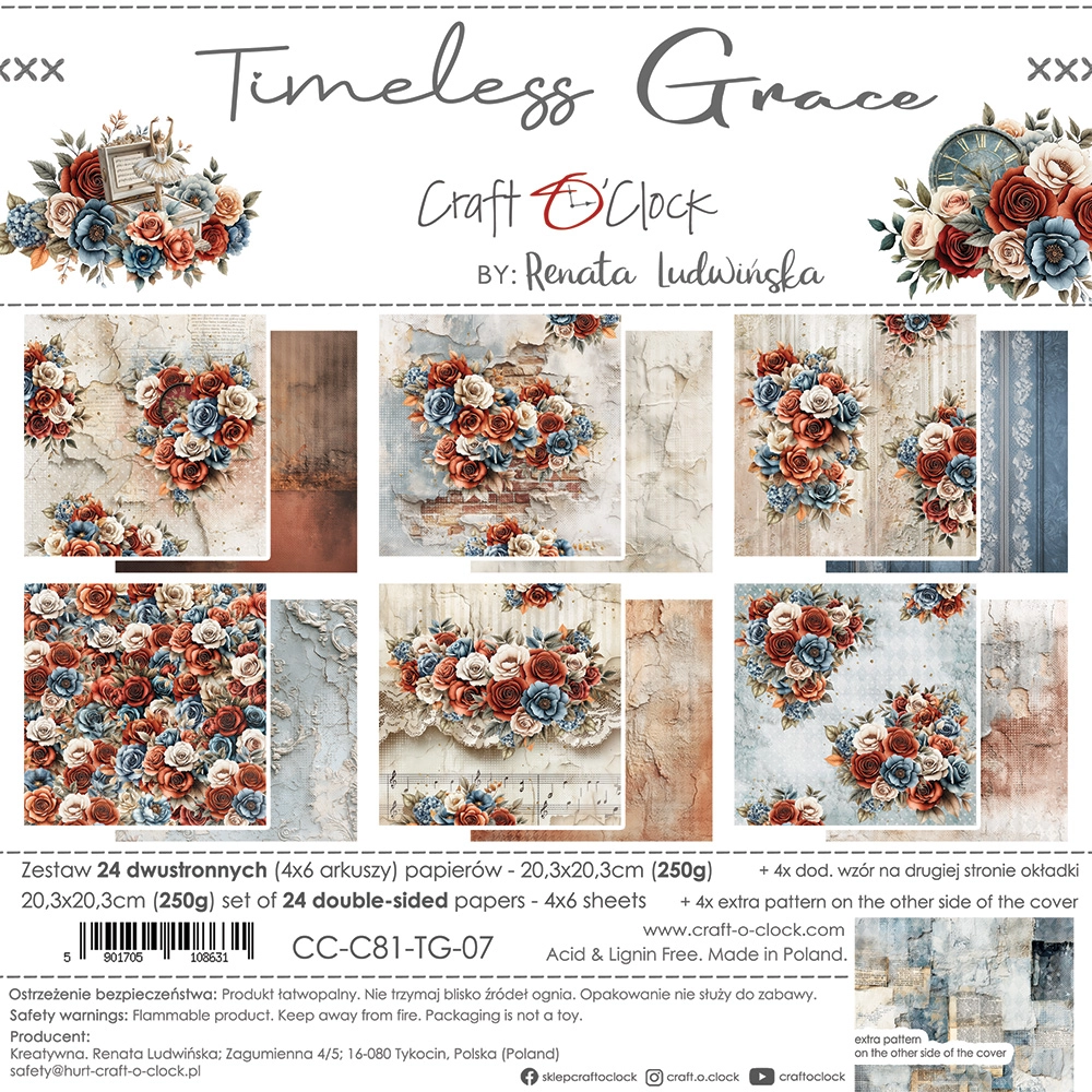 CC-C81-TG-09 TIMELESS GRACE- zestaw papierów 20,3x20,3cm
