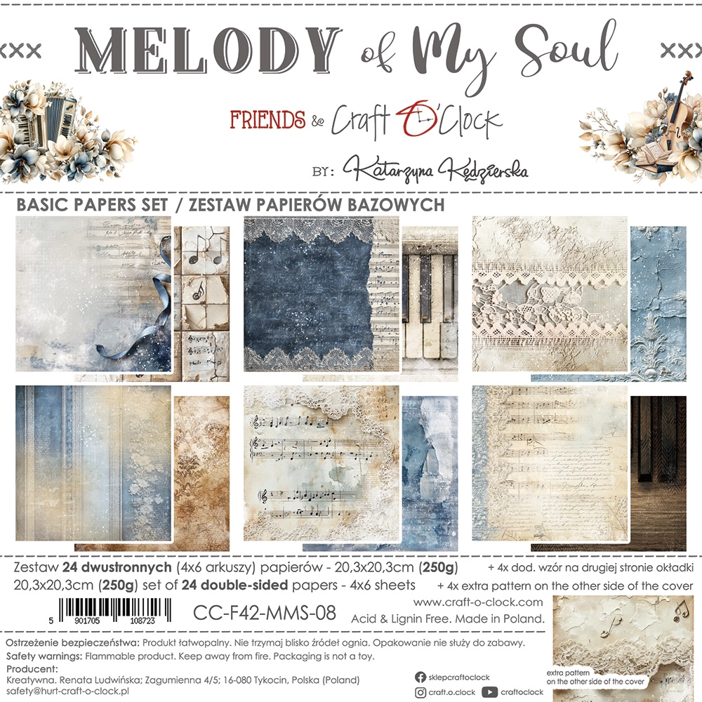 CC-F42-MMS-09 MELODY OF MY SOUL- zestaw papierów 20,3x20,3cm - MIX
