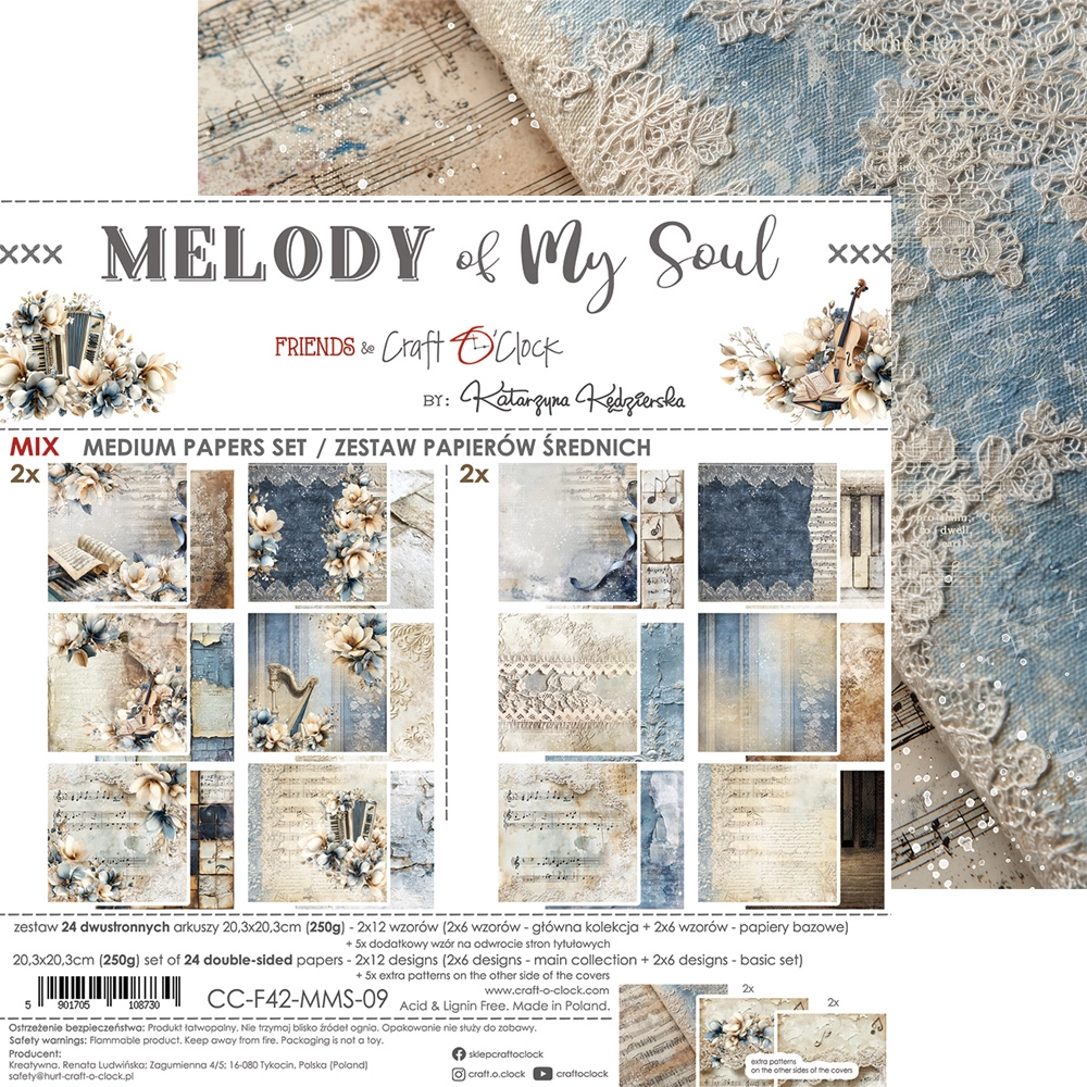 CC-F42-MMS-09 MELODY OF MY SOUL- zestaw papierów 20,3x20,3cm - MIX