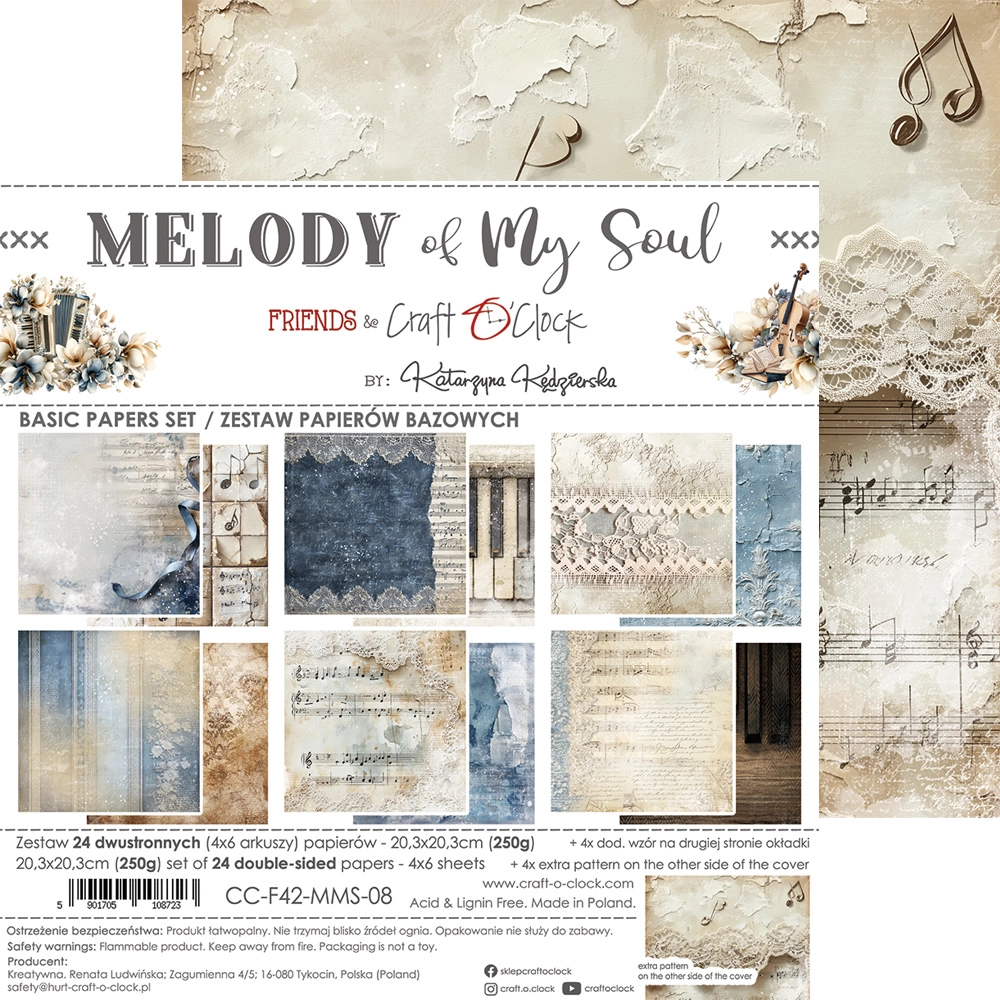 CC-F42-MMS-09 MELODY OF MY SOUL- zestaw papierów 20,3x20,3cm - MIX