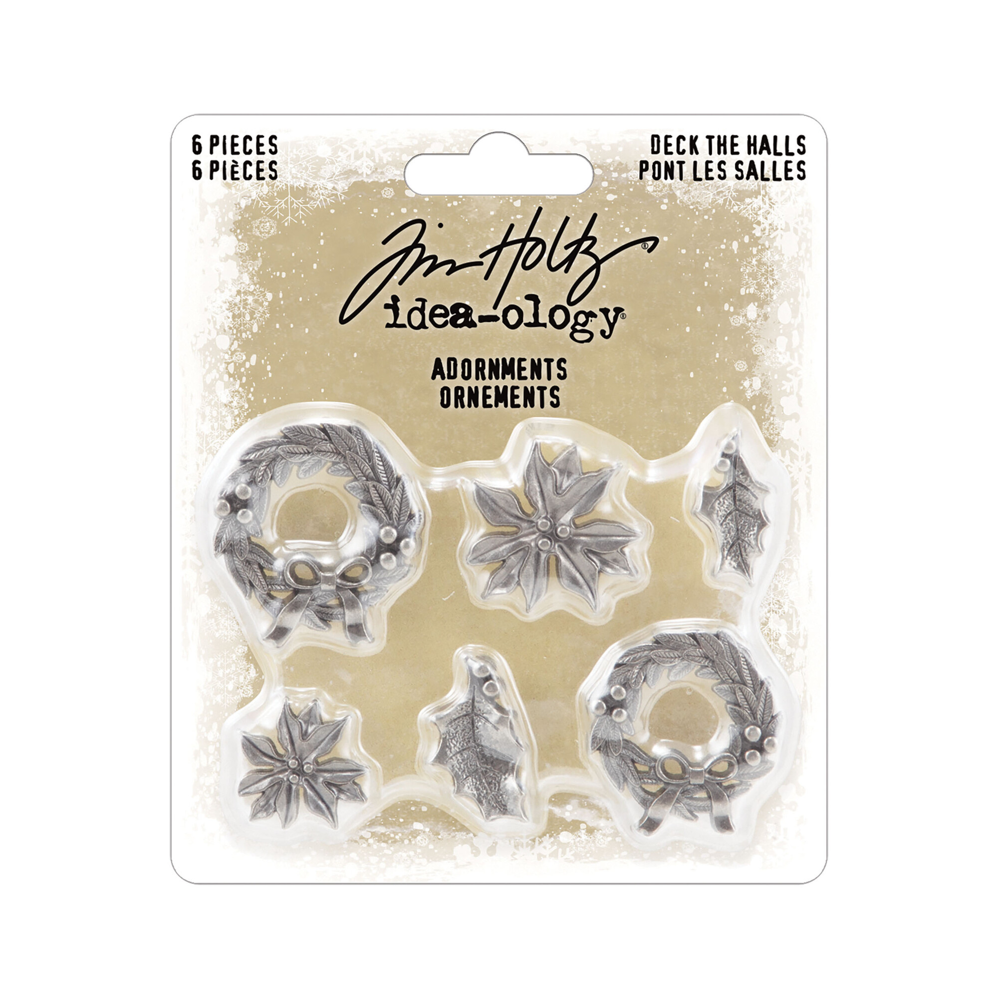 TH94354 Idea-ology Tim Holtz Adornments Deck The Halls -metalowe ozdoby świąteczne