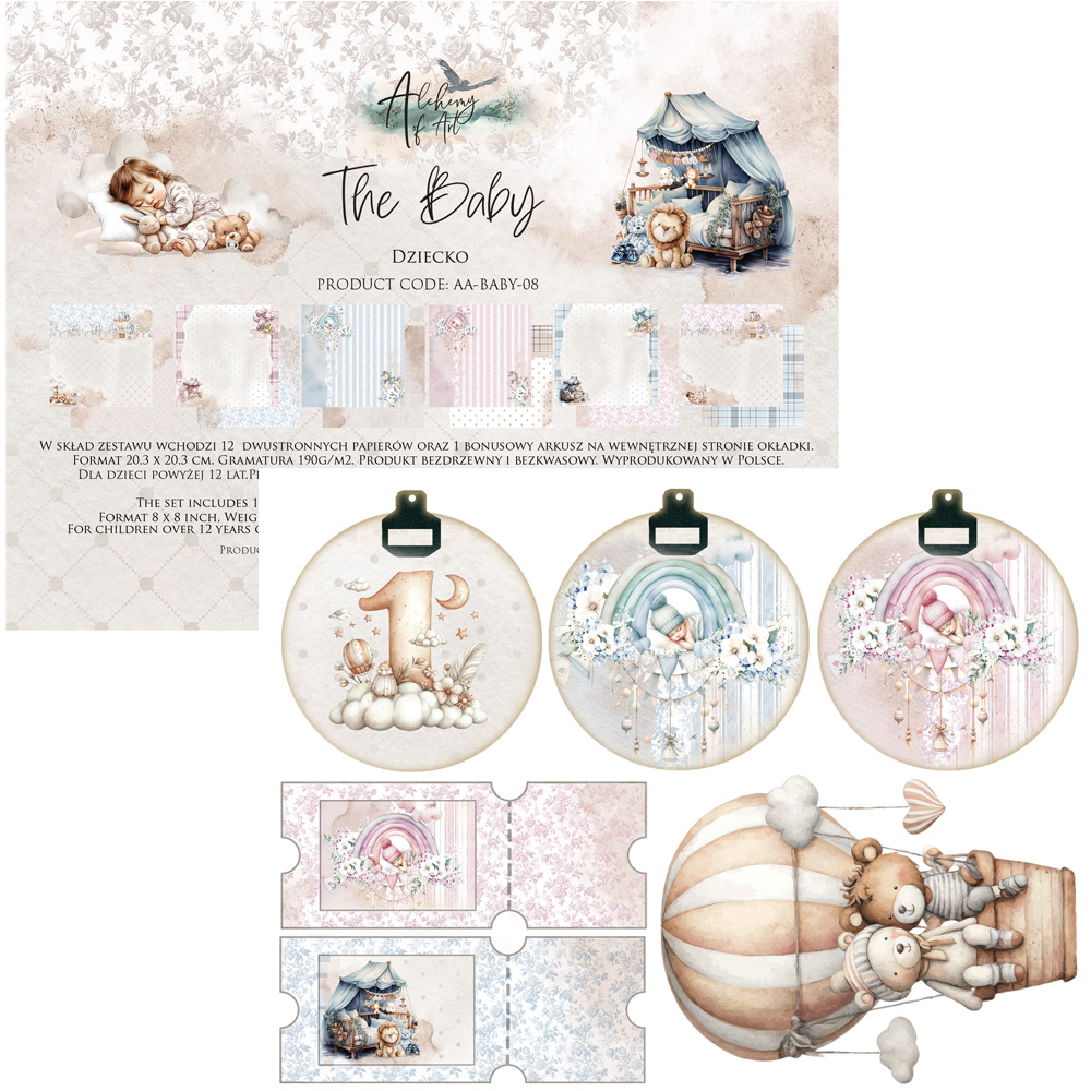 AA-BABY-08 Alchemy of Art - 8x8'' - zestaw papierów 20,3x20,3cm-The Baby