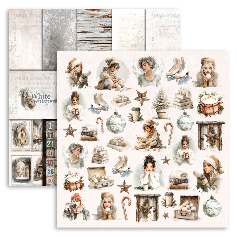 UHK-WW WHITE WHISPERS - ZESTAW PAPIERÓW DWUSTRONNYCH 30,5 x 30,5 cm