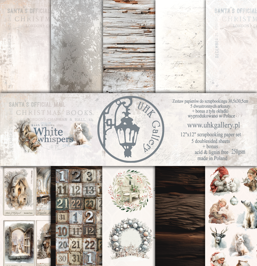 UHK-WW WHITE WHISPERS - ZESTAW PAPIERÓW DWUSTRONNYCH 30,5 x 30,5 cm