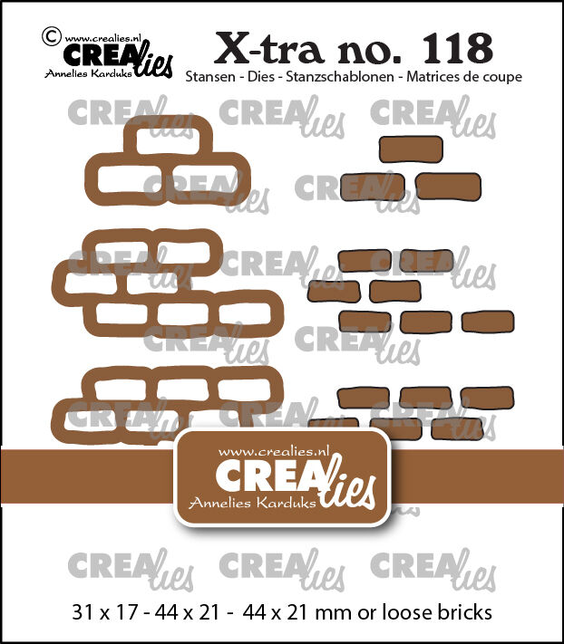 CLXTRA118 Wykrojnik X-tra dies Crealies • Brickwall Large with Loose Bricks-mur,cegły