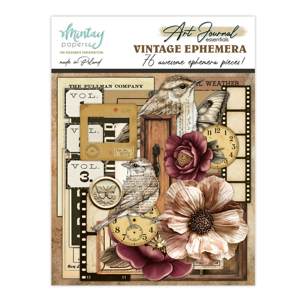 MT-ART-C03 Art Journal - MINTAY PAPERS Papierowe Elementy- VINTAGE-76szt