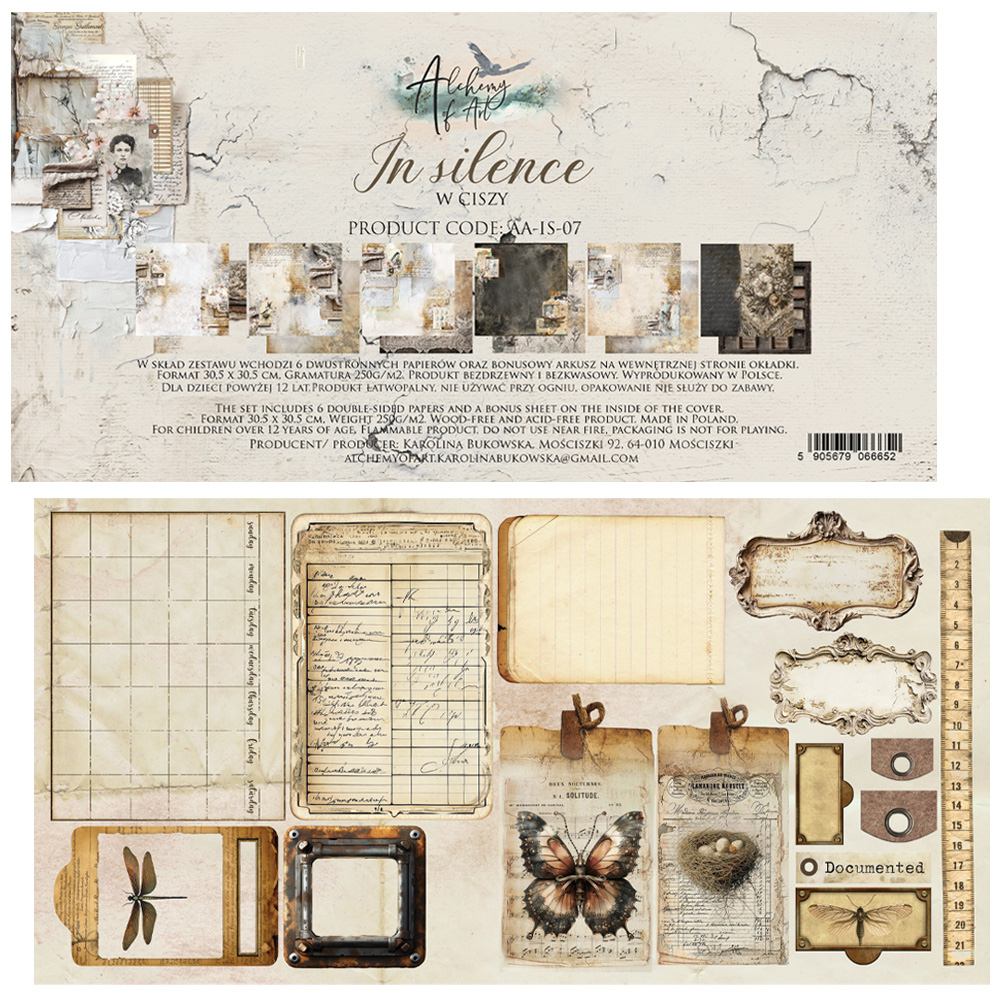 AA-IS-07 Alchemy of Art- 12x12'' -Zestaw papierów do scrapbookingu In silence / W ciszy