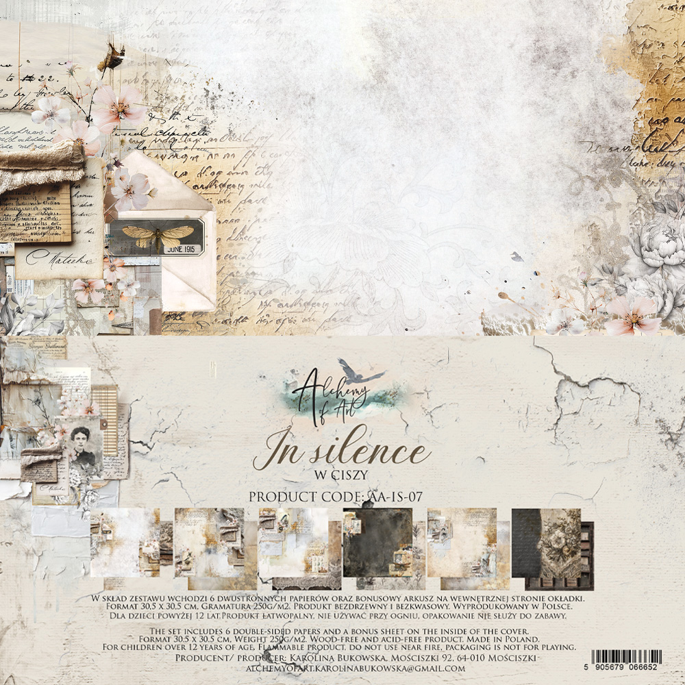 AA-IS-07 Alchemy of Art- 12x12'' -Zestaw papierów do scrapbookingu In silence / W ciszy