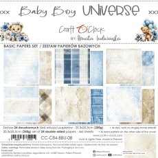 CC-C84-BBU-08 BABY BOY UNIVERSE- zestaw papierów 20,3x20,3cm - BASIC