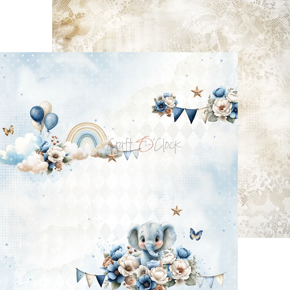 CC-C84-BBU-09 BABY BOY UNIVERSE- zestaw papierów 20,3x20,3cm - MIX