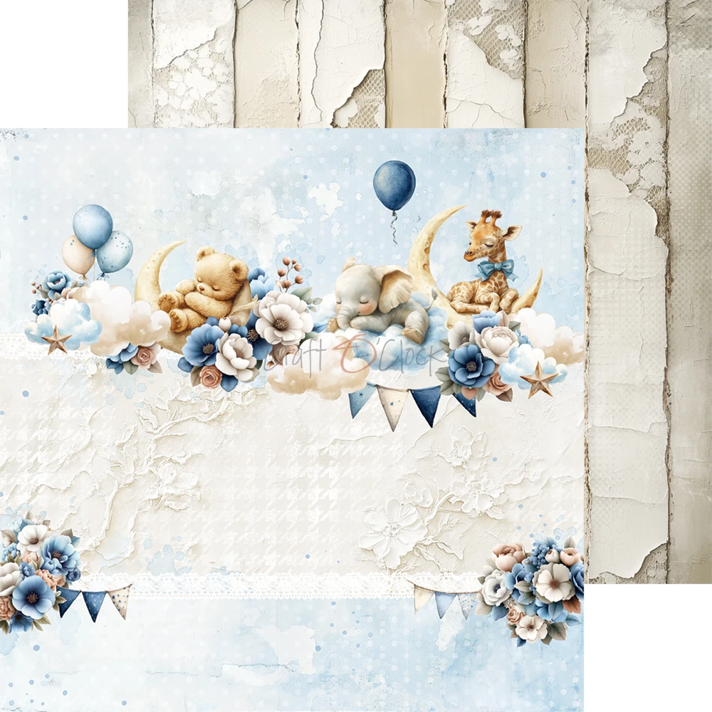 CC-C84-BBU-09 BABY BOY UNIVERSE- zestaw papierów 20,3x20,3cm - MIX