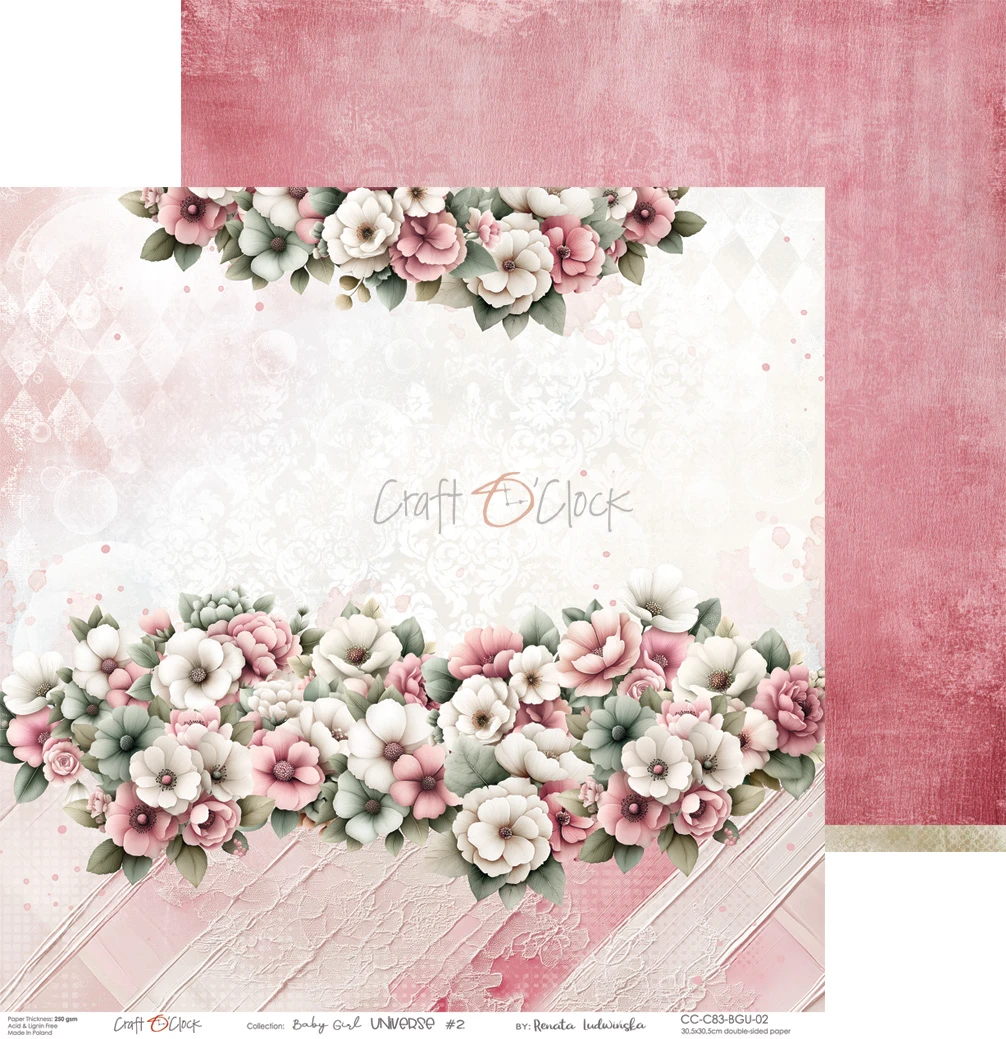 CC-C83-BGU-00 BABY GIRL UNIVERSE- zestaw papierów 30,5x30,5cm