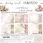 CC-C83-BGU-08 BABY GIRL UNIVERSE- zestaw papierów 20,3x20,3cm - BASIC