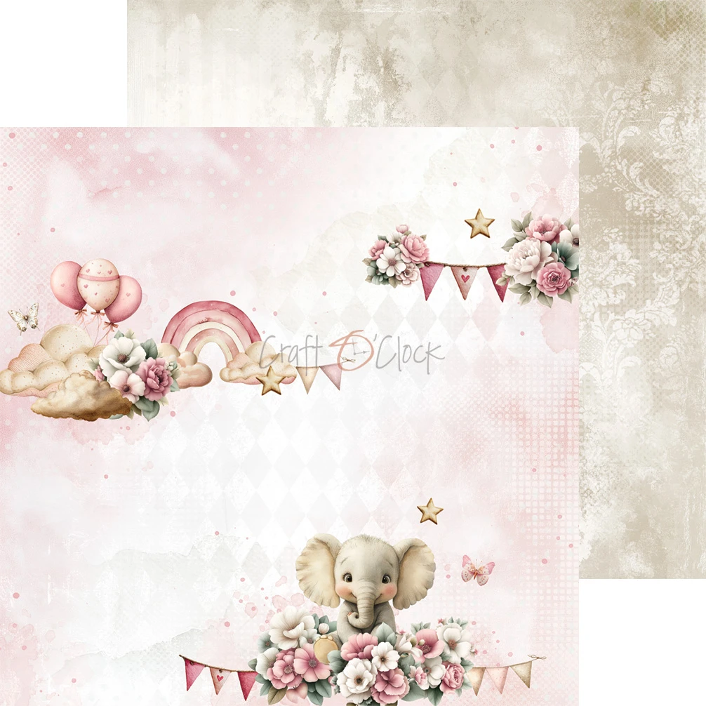 CC-C83-BGU-09 BABY GIRL UNIVERSE- zestaw papierów 20,3x20,3cm - MIX