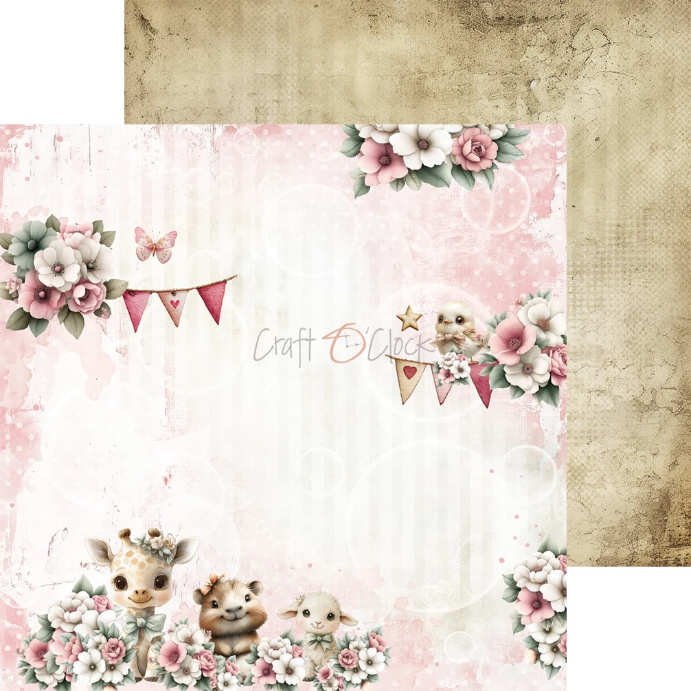 CC-C83-BGU-09 BABY GIRL UNIVERSE- zestaw papierów 20,3x20,3cm - MIX