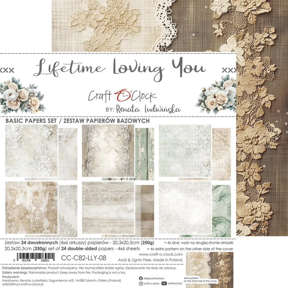 CC-C82-LLY-08 LIFETIME LOVING YOU- zestaw papierów 20,3x20,3cm - BASIC