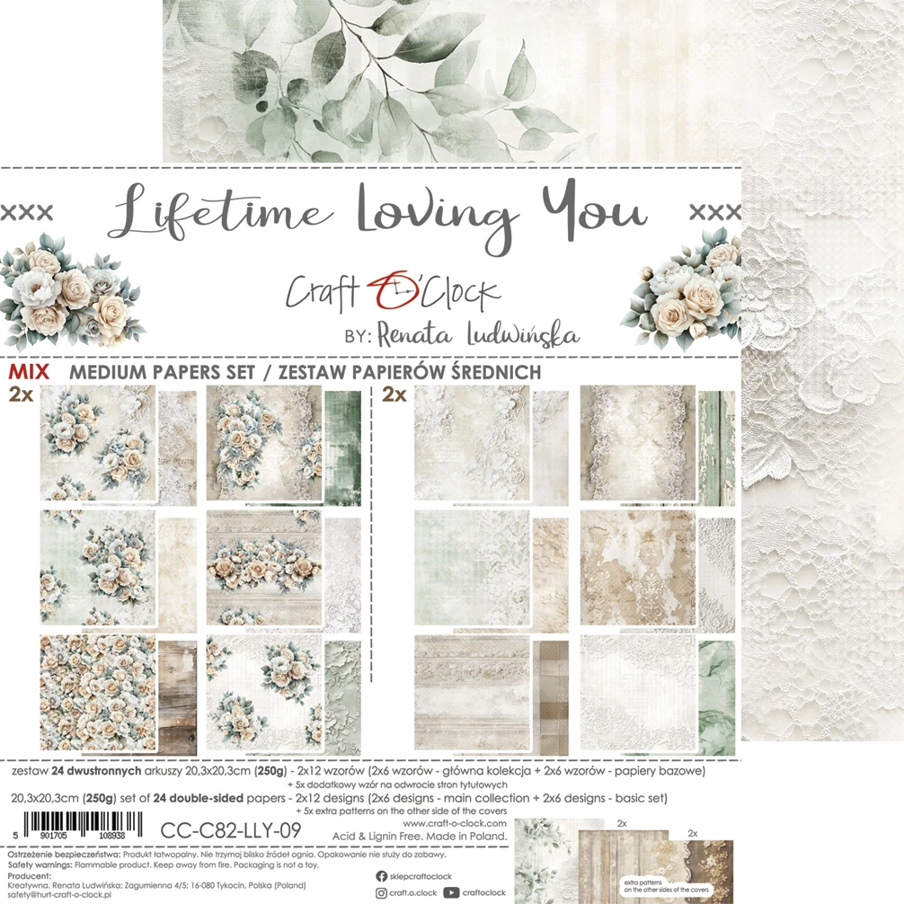 CC-C82-LLY-09 LIFETIME LOVING YOU- zestaw papierów 20,3x20,3cm - MIX