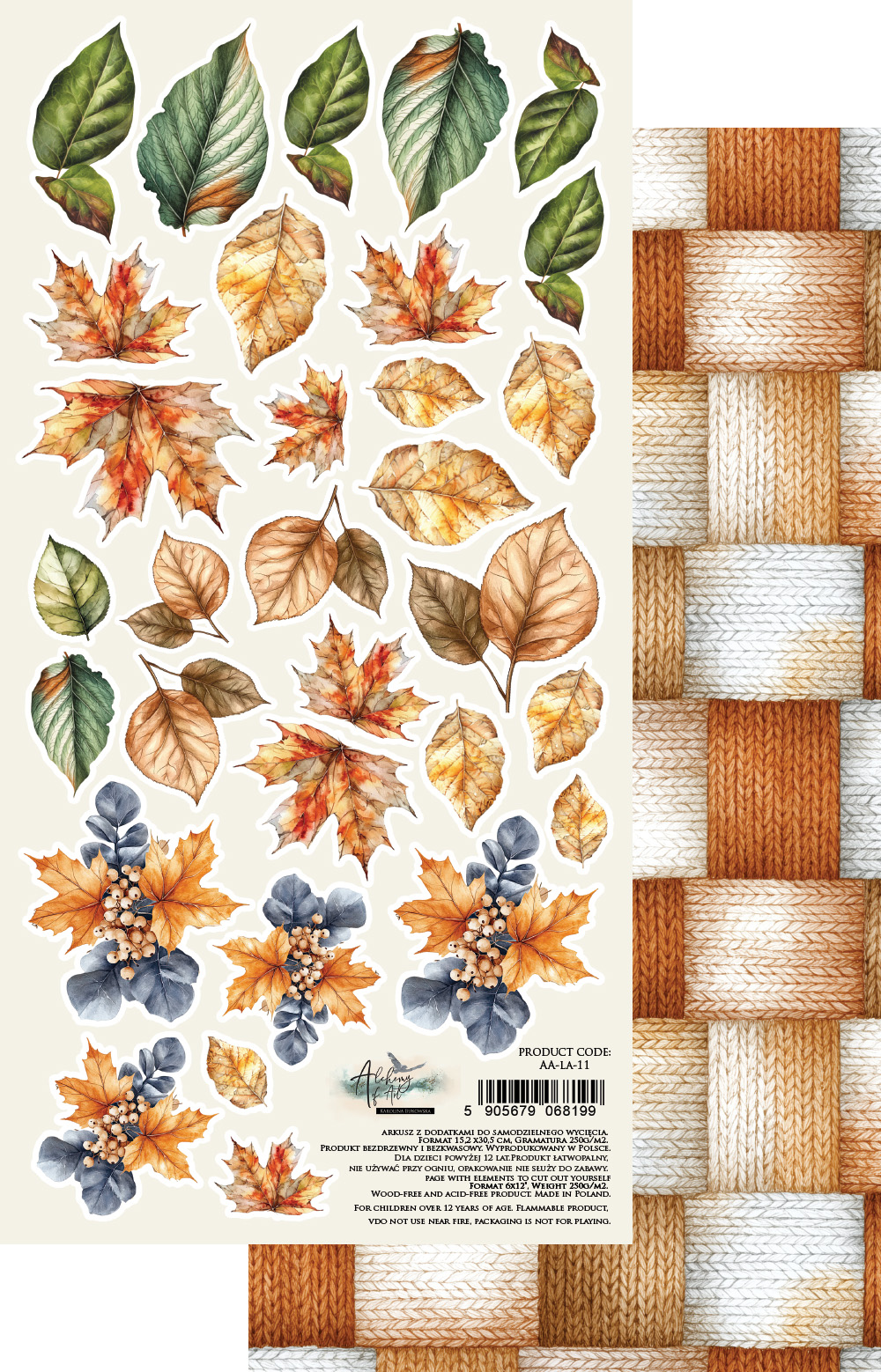 AA-LA-11 Papier dwustronny 15x30,5cm do samodzielnego wyciecia Lovely Autumn