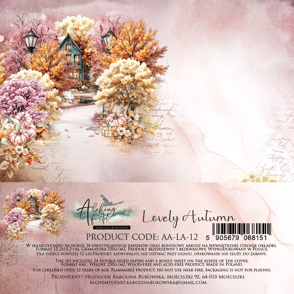 AA-LA-12 Alchemy of Art - 6x6'' - zestaw papierów Lovely Autumn