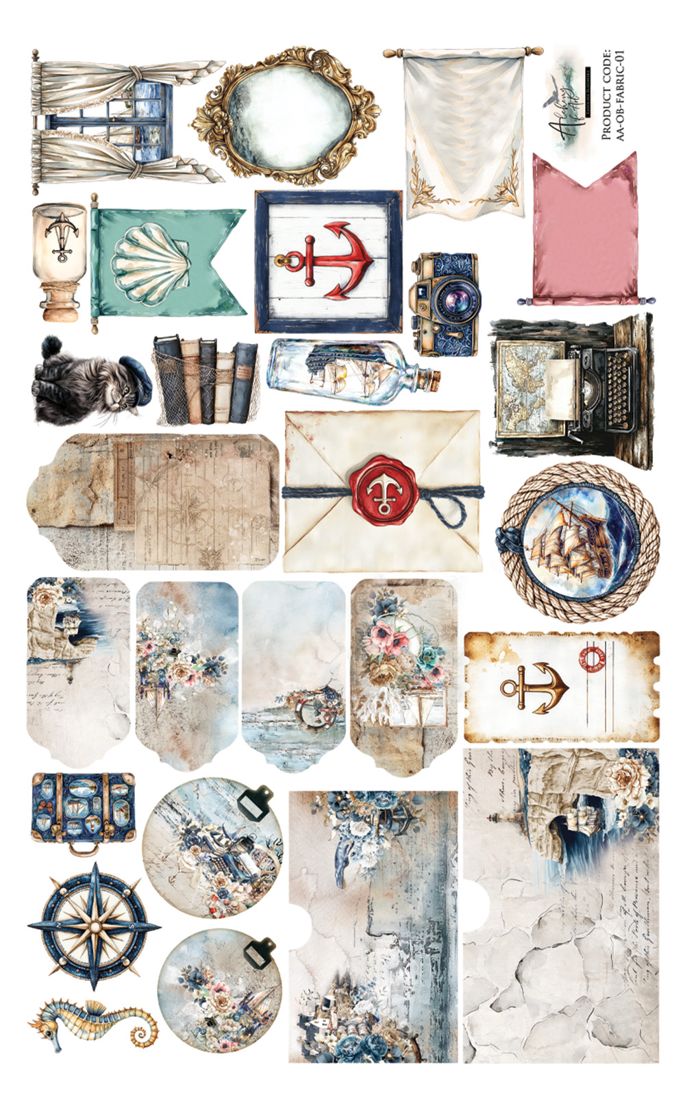 AA-OB-FABRIC-01 TKANINA -Ocean blue