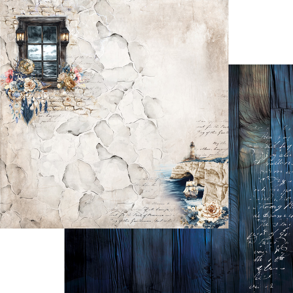AA-OB-07 Alchemy of Art- 12x12'' -Zestaw papierów do scrapbookingu Ocean blue