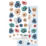 AA-OB-09 Papier dwustronny 15x30,5cm do samodzielnego wyciecia Ocean blue -KWIATY
