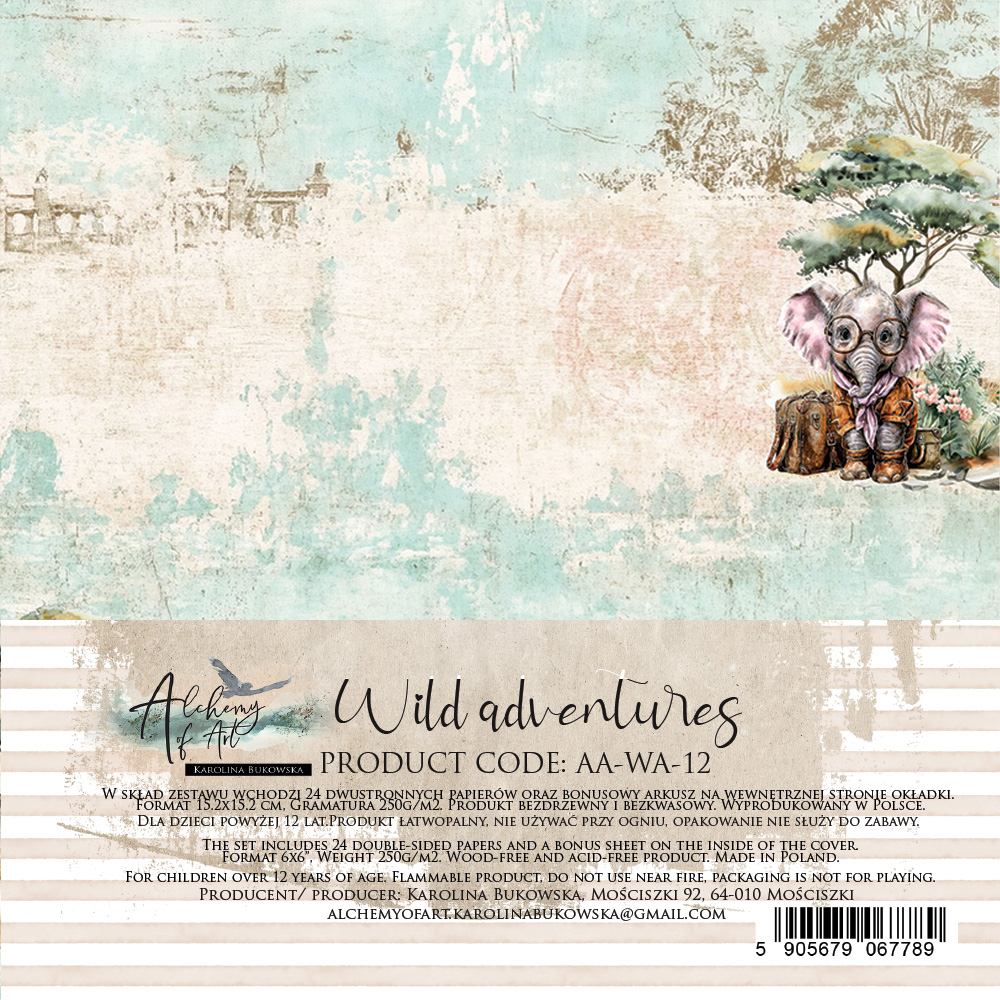 AA-WA-12 Alchemy of Art - 6x6'' - zestaw papierów Wild adventures
