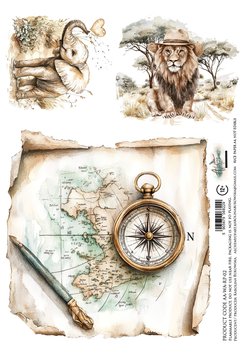 AA-WA-RP-02 Papier ryżowy A4 -Wild adventures