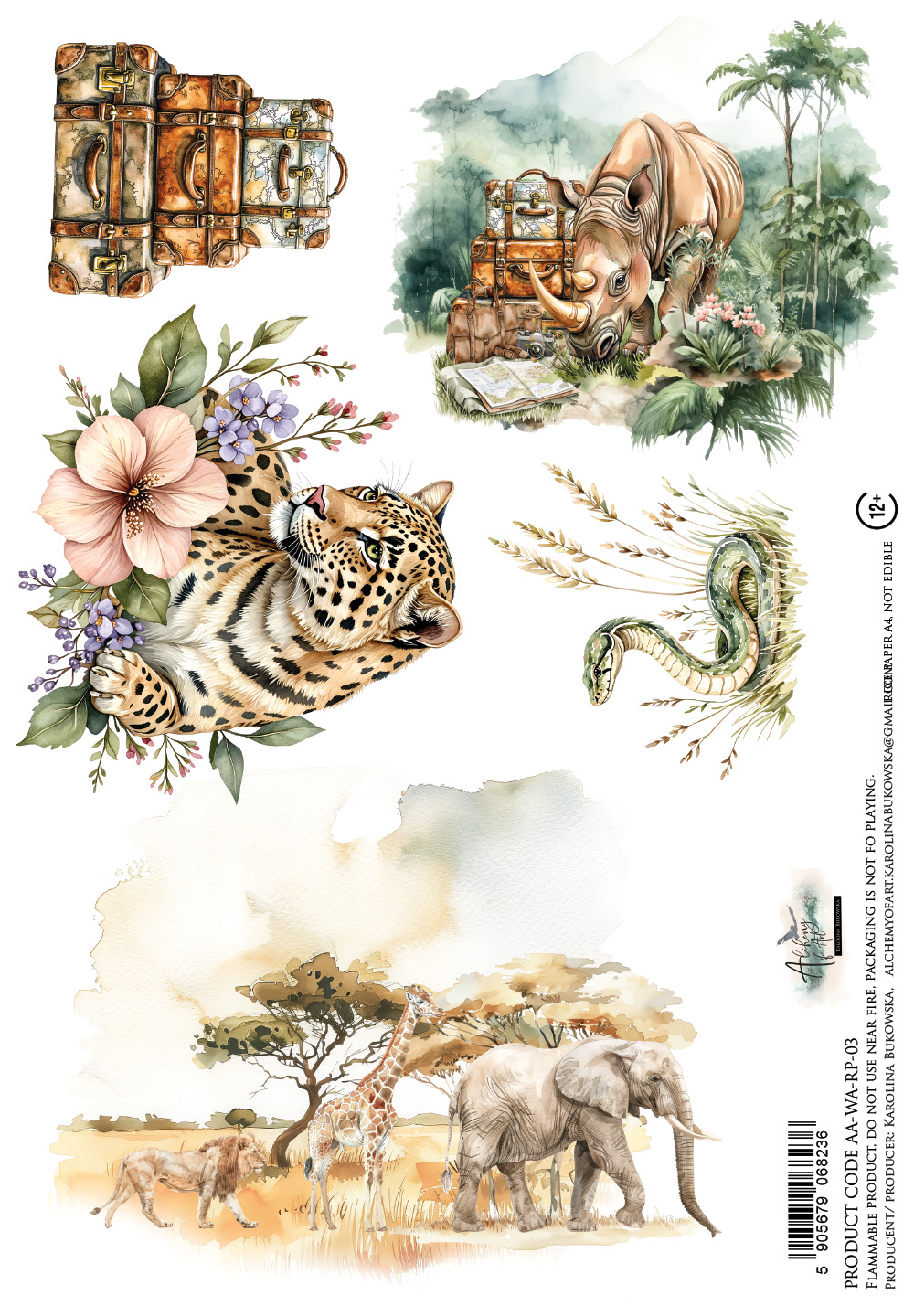 AA-WA-RP-03 Papier ryżowy A4 -Wild adventures