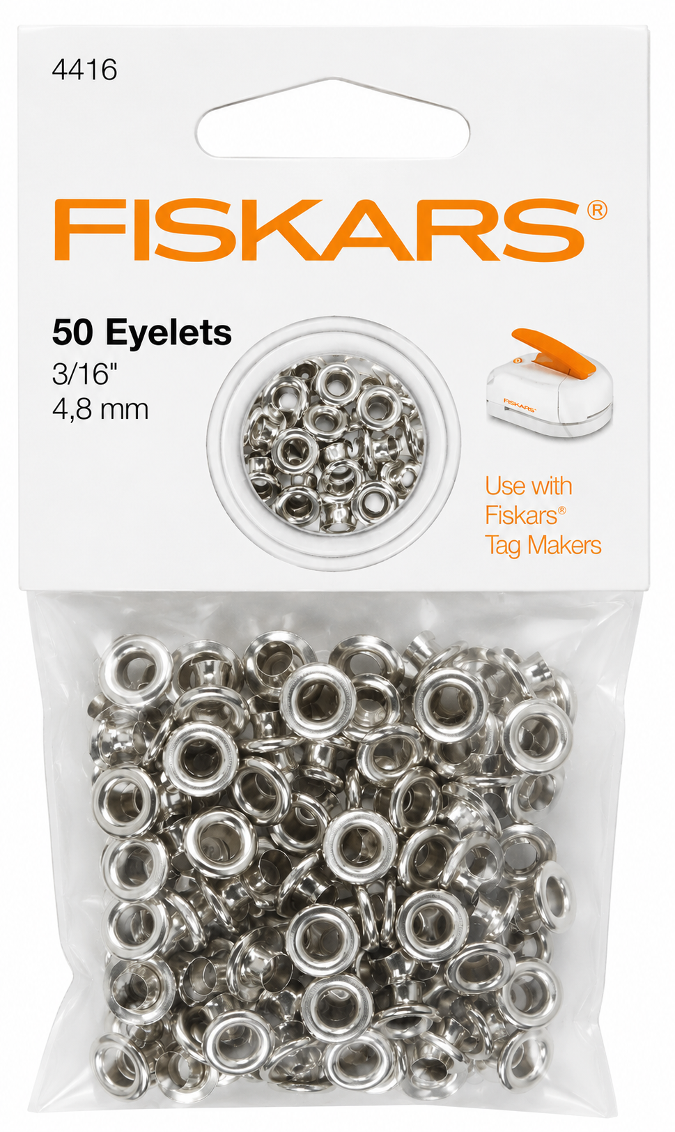 4416 Nity Fiskars 50 szt w rozm.4.8 mm srebrne