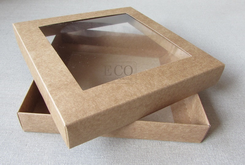 ECO-KW-KR Pudełko 160x160x25mm - kraftowe z okienkiem