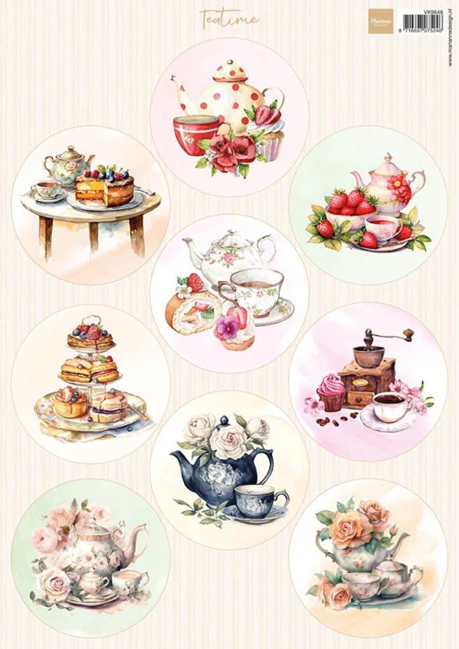 VK9648 Papier do Decoupage -arkusz A4- Teatime - kółeczka