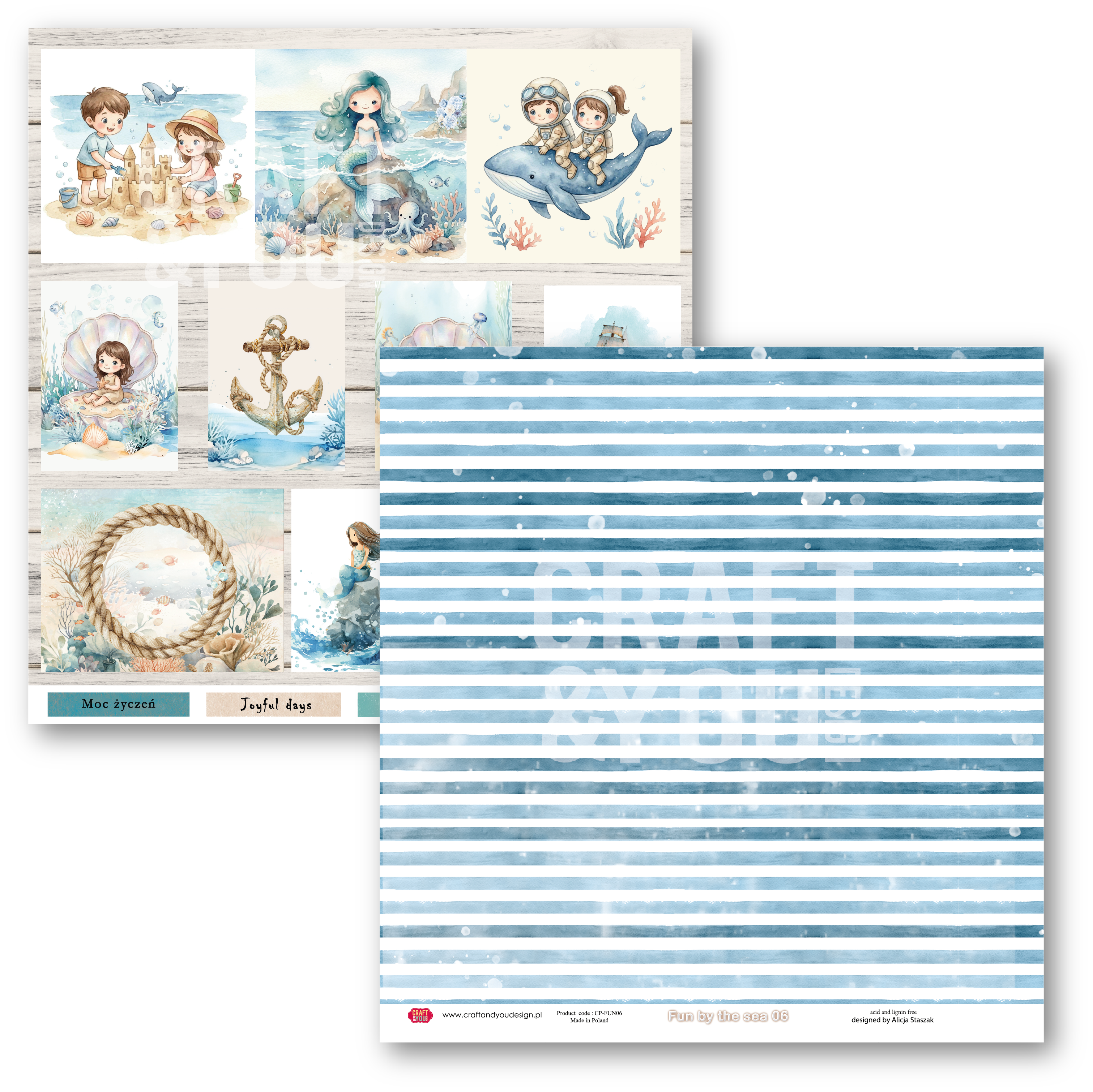 CPS-FUN30-6 FUN BY THE SEA - Zestaw 6 papierów 30,5x30,5cm - Craft&You Design