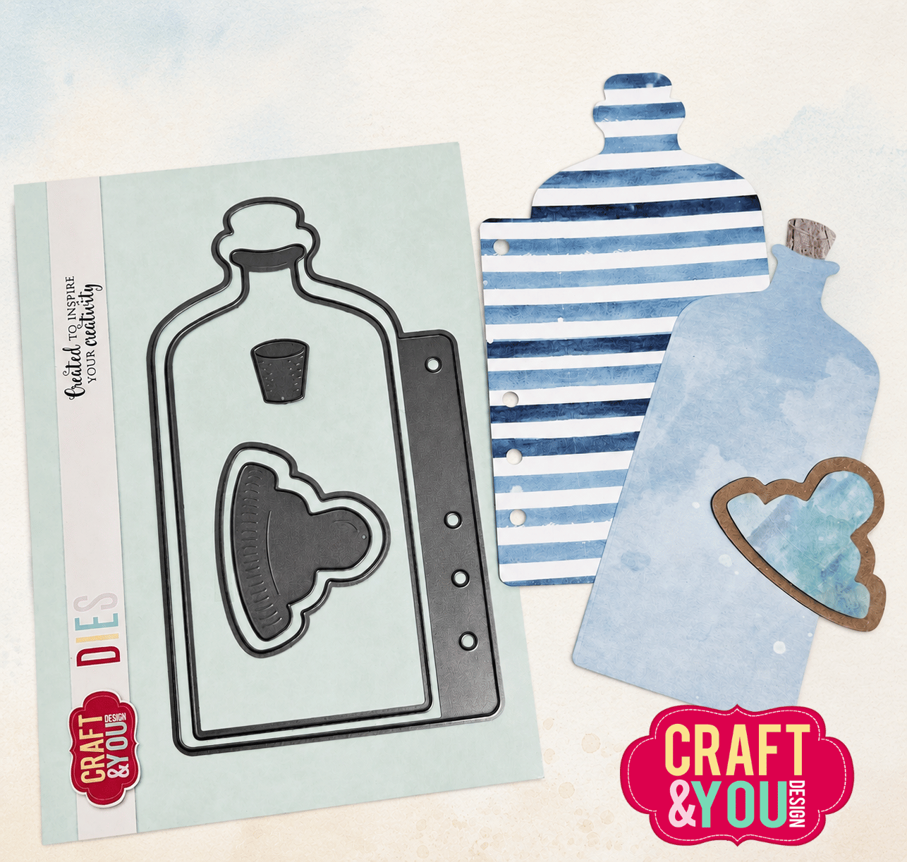 CW410 Wykrojnik /Die -Bottle -Journal Base by Bea / Butelka Baza Journala Craft&You Design