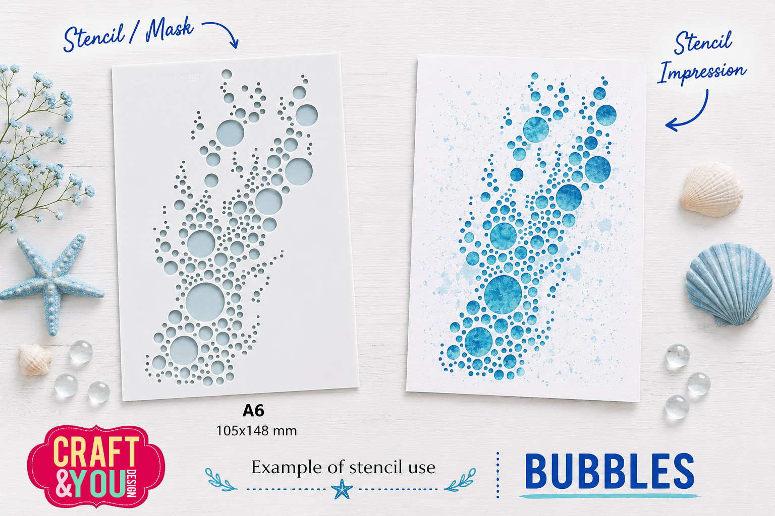 SC020 Stencil / Maska - Bubbles/Bąbelki-Craft & You Design