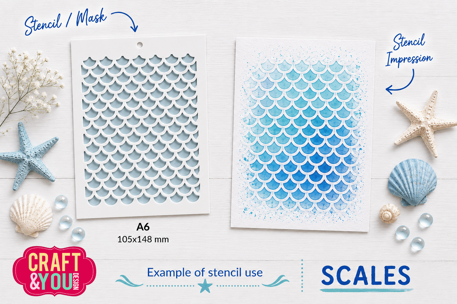 SC021 Stencil / Maska - Scale Pattern/łuski Craft & You Design